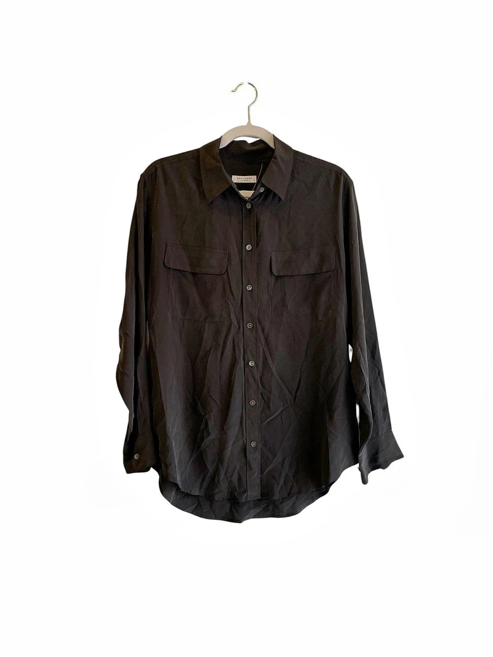 Equipment Signature Silk Shirt Silk Button Down Black Small